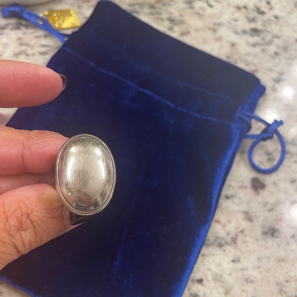 Vintage Sterling Silver .925 Mexico Stamped Oval Wide Band Ring Size 6 - Picture 6 of 7